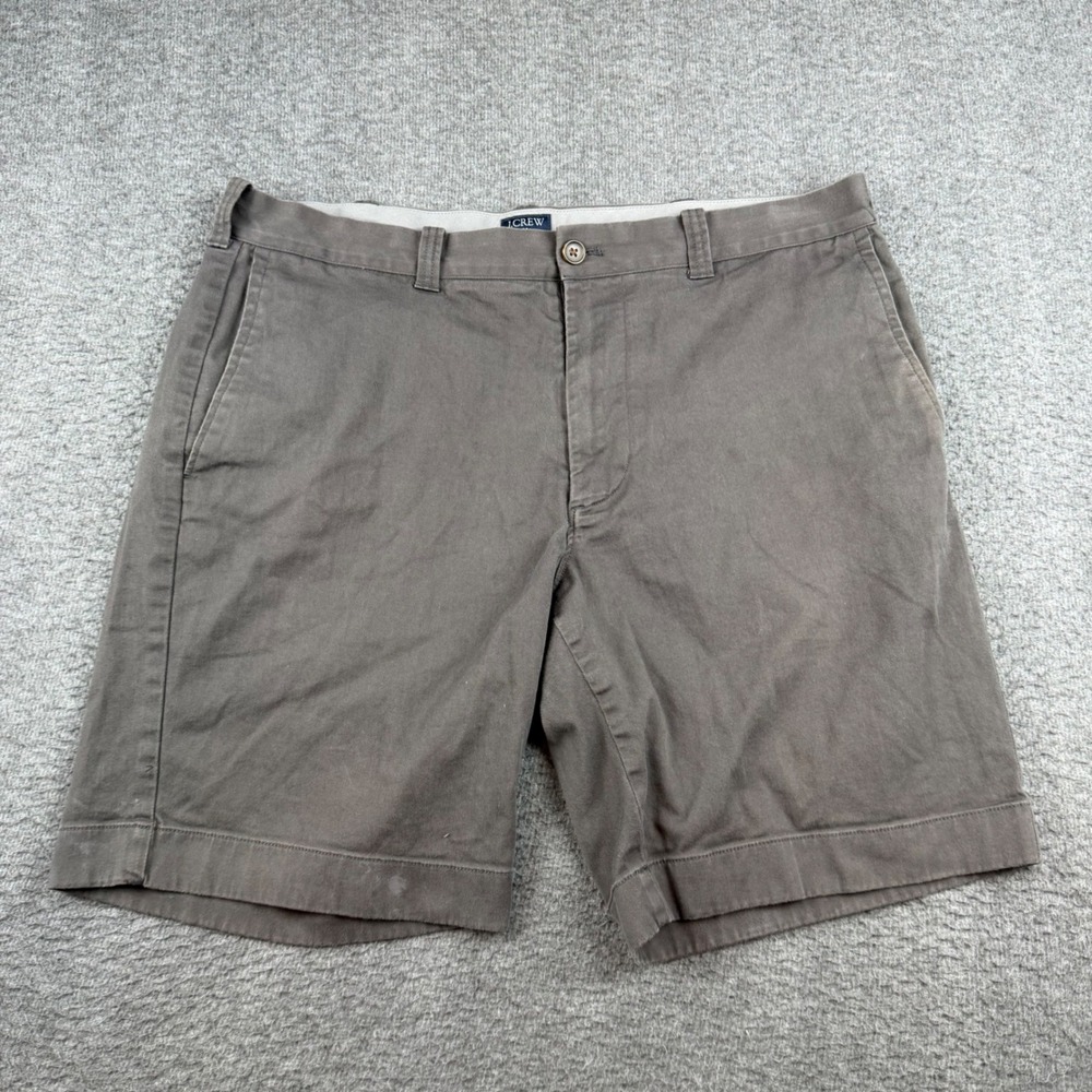 J.Crew Flex Gramercy Shorts Men's 36 Grey Flat Front Chino Stretch Casual